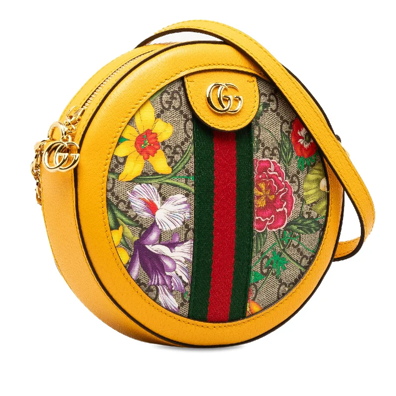 Women Gucci crossbody bags with a printed floral patternGucci GG Supreme Flora Ophidia Round Crossbody tzO2PJ)