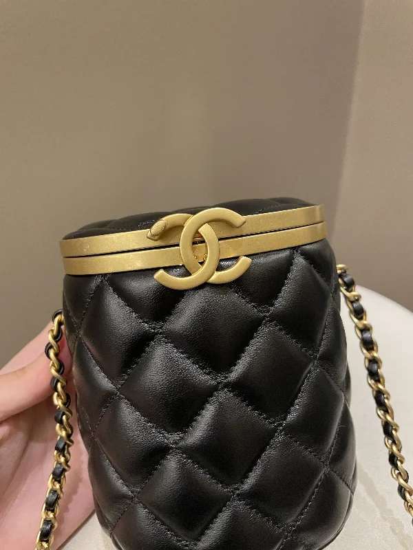 Chanel bags available at online luxury retaileChanel Quilted Cc Crown Box Vanity Black Lambskin