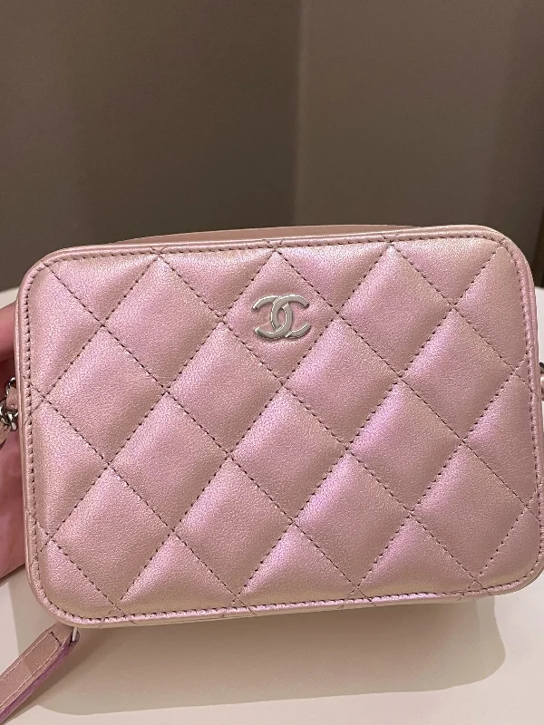 Chanel Limited Edition Handbag for CollectorsChanel 21K Quilted Camera Sling Bag Iridescent Pink Calfskin