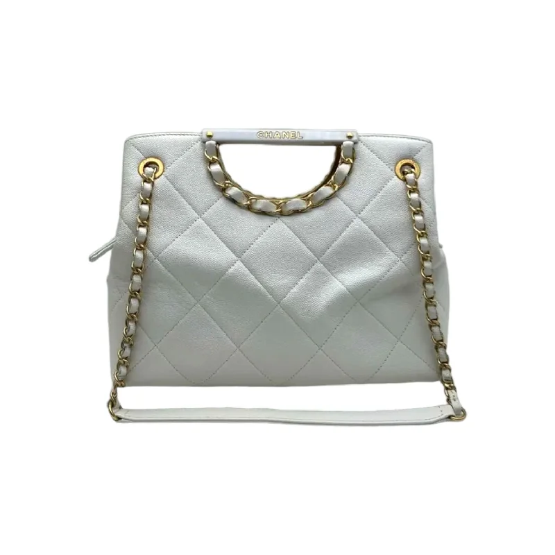 Chanel Vintage Inspired Handbag for Retro LoversLimited Edition Chain Tote Leather White GHW