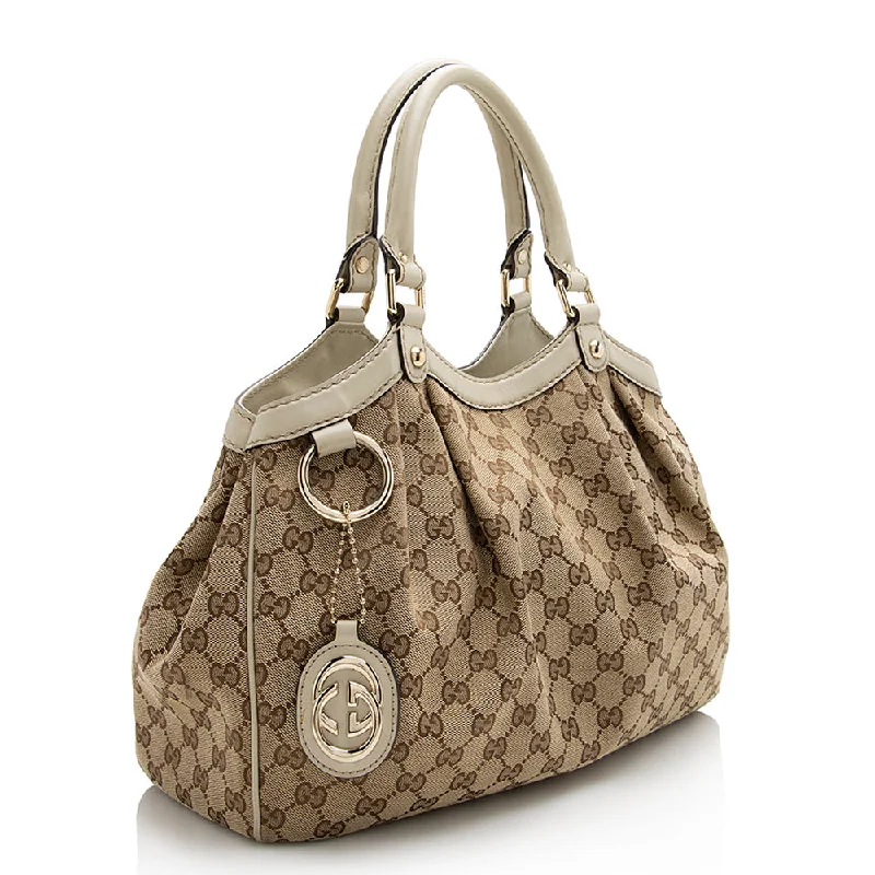 Ladies Gucci shoulder bags with a single - handle designGucci GG Canvas Sukey Medium Tote (21958)