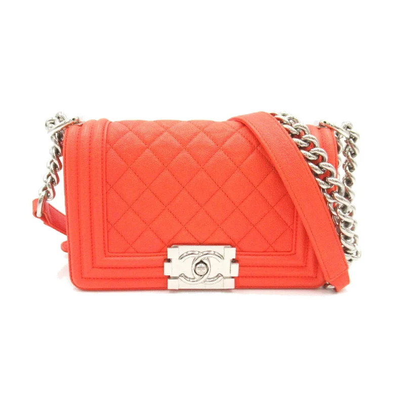 Chanel Classic Flap Bag for Evening PartyCHANEL Boy Chanel Chain Shoulder Bag Caviar Skin (Grained Calf) Women's Orange