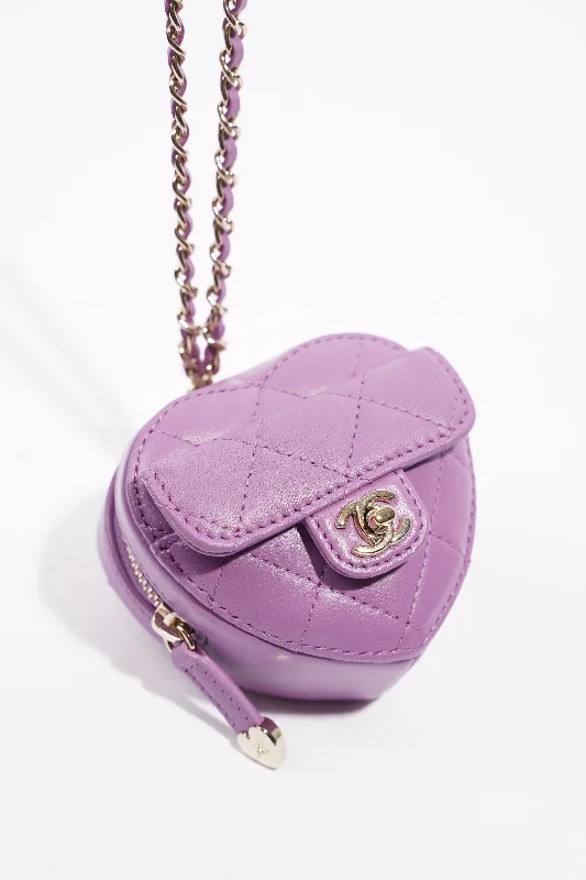 Chanel bags sale 2025Chanel Womens Heart Bag 22s Purple Micro