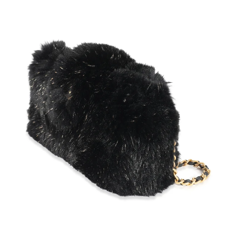 Chanel Classic Flap Bag for Evening PartyChanel CC Black Fur Chain Clutch