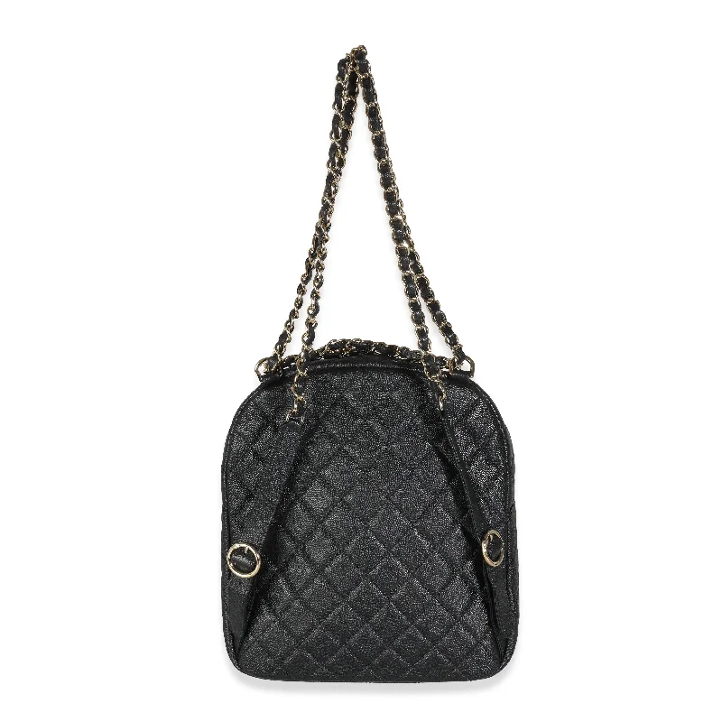 Chanel bags for the minimalist fashionCHANEL Black Quilted Caviar Small Day Backpack