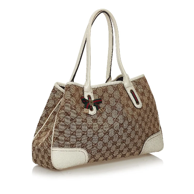 Gucci tote bags for women with a double - handle designGucci GG Canvas Princy Tote Bag (32820)