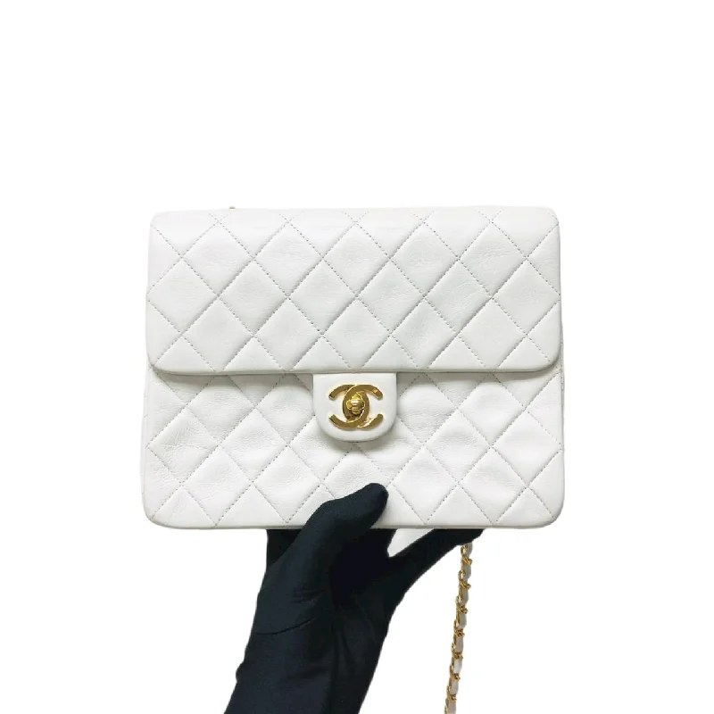 Chanel bags with chain and leather strap combinationsVintage Mini Square Shoulder Bag White