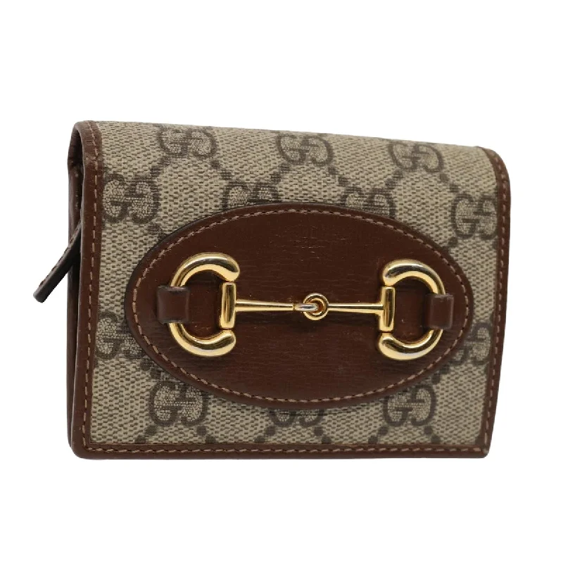 Women Gucci Sylvie bags with a crystal - embellished web stripeGUCCI Horsebit GG Supreme Compact Wallet PVC Beige 621887 hk1408