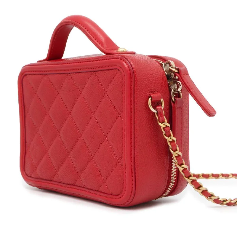 Chanel bags for women with a taste for high fashionCHANEL CCFiligree 2way vanity bag Red A93342 Caviar Leather