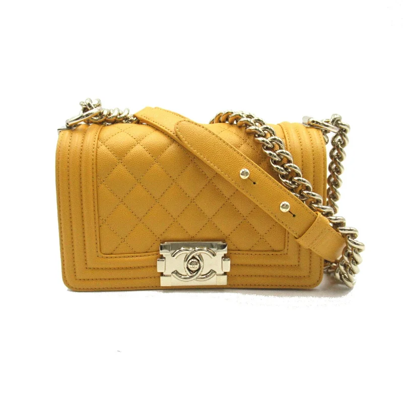 Chanel Designer Handbag with Unique DesignCHANEL Boy Chanel Chain Shoulder Bag, Caviar Skin (Grained Calf), Women's, Yellow, A67085