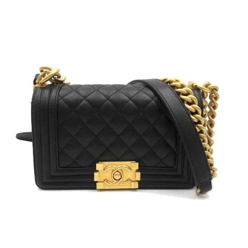 Chanel bags for a polished and professional appearanceCHANEL Boy Chanel ChainShoulder Black Caviar Skin (Grained Calf) A67085