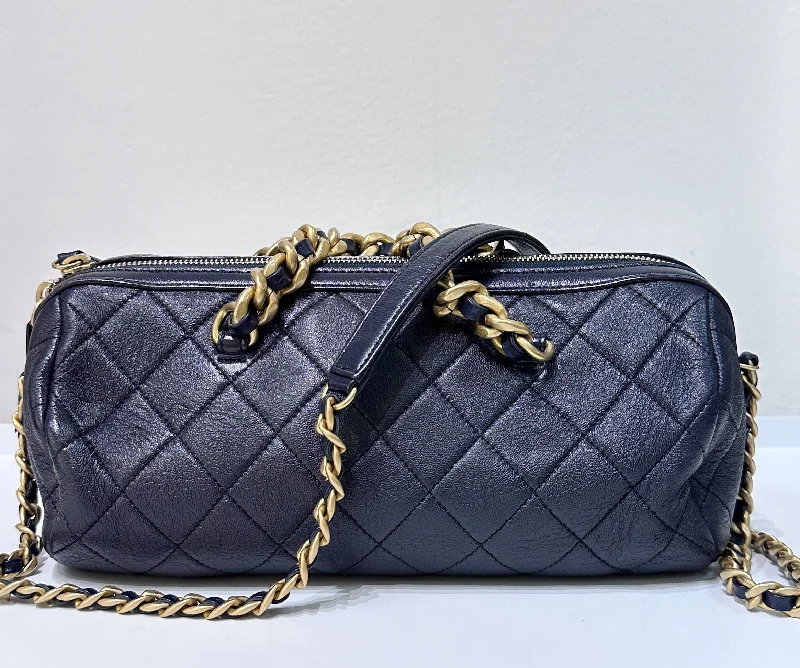 Chanel bags that pair perfectly with any outfitCHANEL Bowling chain handbag Womens shoulder bag Navy Blue GHW