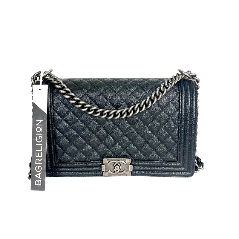 Chanel bags available in bold colors and patternsBoy New Medium Caviar Ruthenium Hardware Black