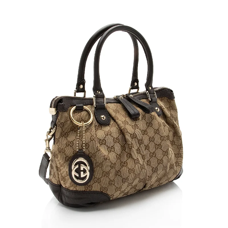 Gucci Marmont bags for women with a snakeskin - effect panelGucci GG Canvas Sukey Top Handle Medium Satchel (oD6OoS)