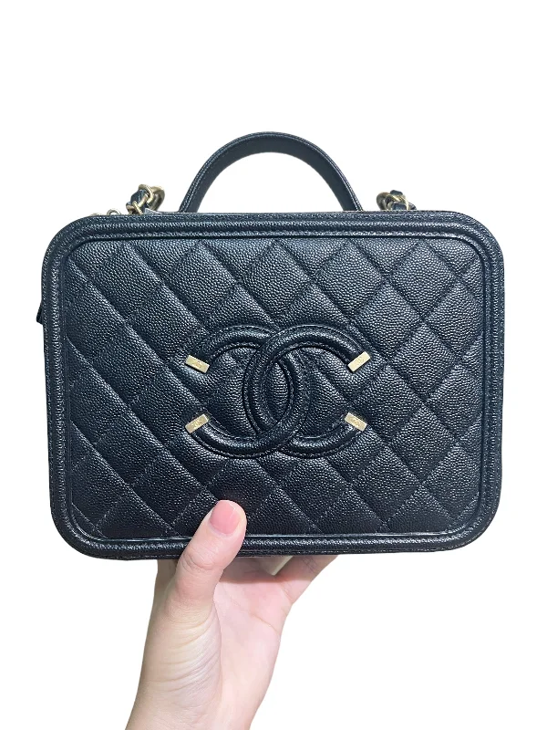 Chanel bags with modern touchesChanel Black Vanity Case Medium Size GoldHardwere