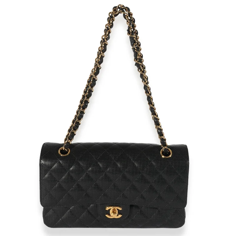 Chanel bags for women who appreciate fine craftsmanshipCHANEL Black Quilted Perforated Lambskin Medium Classic Double Flap Bag