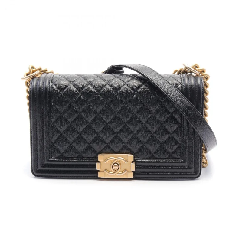 Chanel bags perfect for everyday elegCHANEL Boy Chanel Matelasse Shoulder Bag Caviar Skin Women's Black