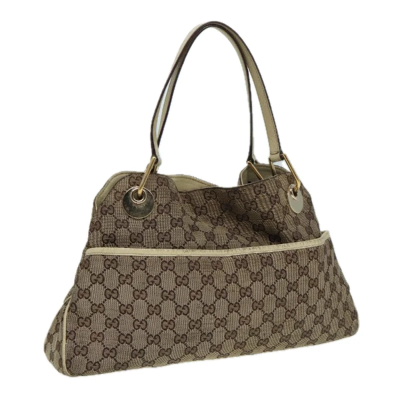 Gucci tote bags for women with a water - resistant coatingGUCCI GG Canvas Shoulder Bag Beige 121023 82193