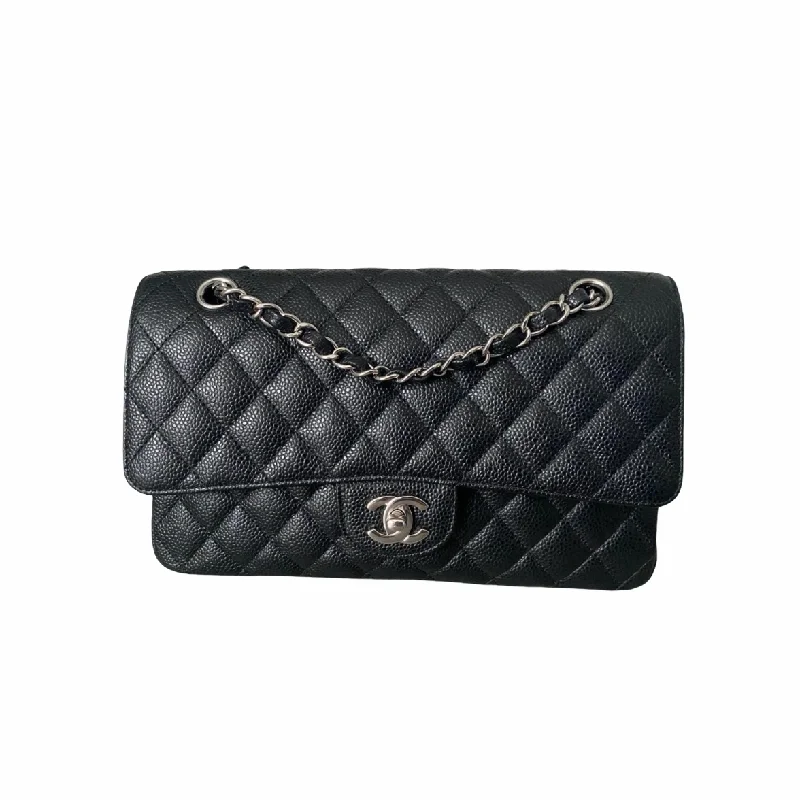 Chanel bags available at online luxury retaileClassic Double Flap Caviar M/L in Black SHW