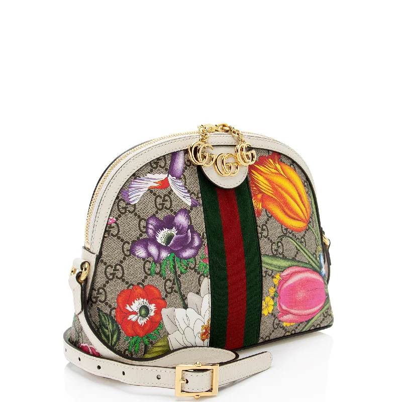 Women Gucci bags with a zippered interior pocketGucci GG Supreme Flora Ophidia Dome Small Shoulder Bag (y1K6pl)