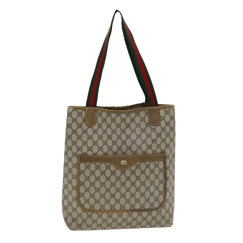 Ladies Gucci shoulder bags with a tassel decorationGUCCI GG Supreme Web Sherry Line Tote Bag PVC Beige Red 39 02 003 yk13803