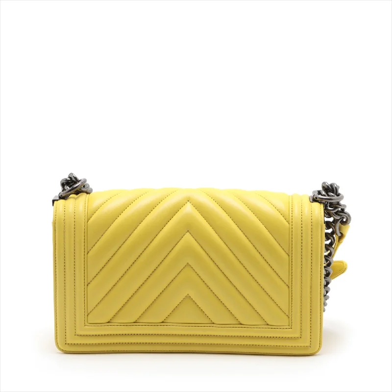 Chanel All - Match Handbag for Versatile StylingChanel Boy Chanel 25  Chain Shoulder Bag V Stitch Yellow Silver