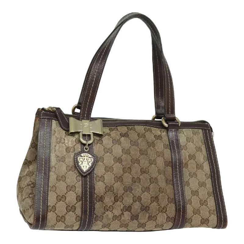 Gucci tote bags for women with a printed Gucci logoGUCCI GG Crystal Hand Bag PVC Leather Beige Brown 181490 yb591