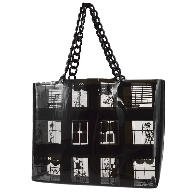 Chanel bags in luxury boutiques worldwideChanel Black Vinyl Windows Line Tote Handbag