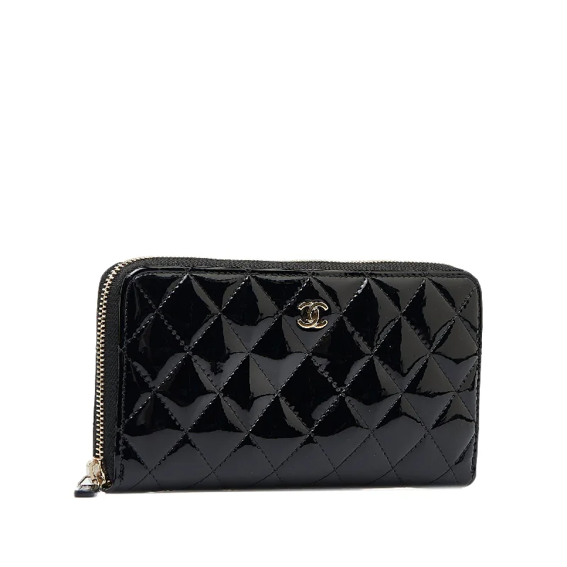 Chanel Classic Flap Bag for Evening PartyCHANEL CC Quilted Patent Zip Around Long Wallet Long Wallets