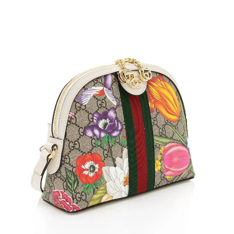 Women Gucci Sylvie bags with a detachable ribbon detailGucci GG Supreme Flora Ophidia Dome Small Shoulder Bag (IgI7i4)