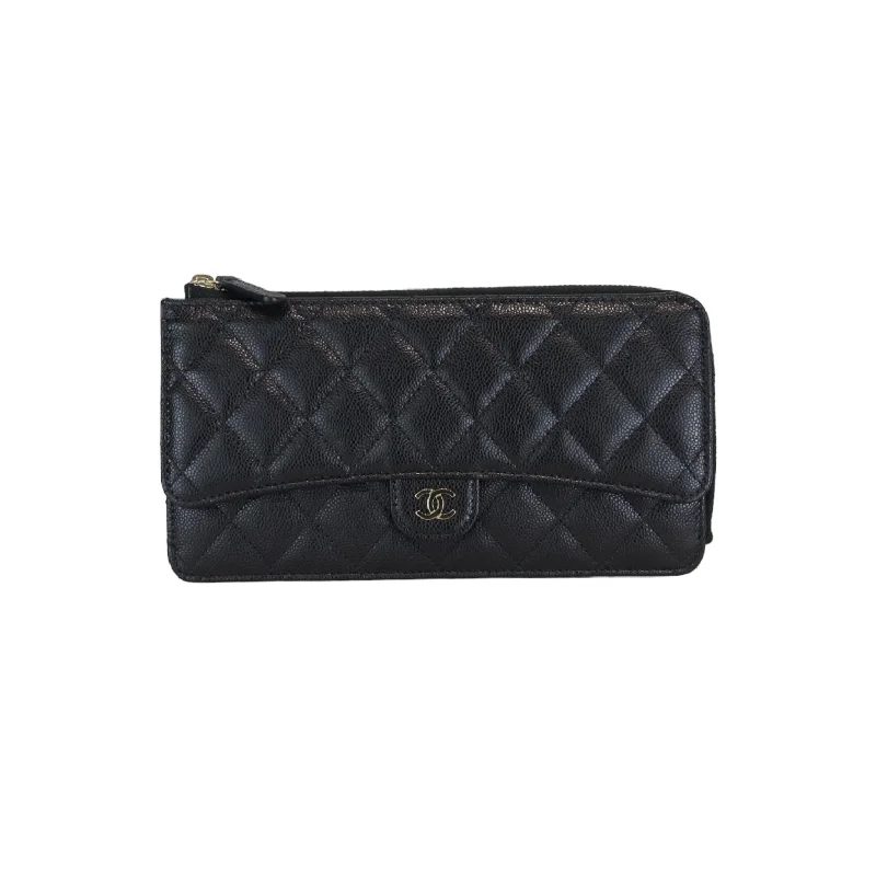 Chanel New Arrival Handbag with Gold HardwareCaviar Quilted Long Flap Wallet With Top Zipper Black GHW