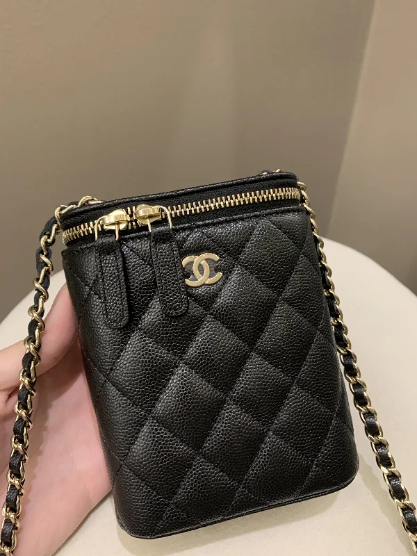 Chanel bags with the perfect balance of luxury and functionalityChanel 22C Quilted Vanity Vertical Black Caviar