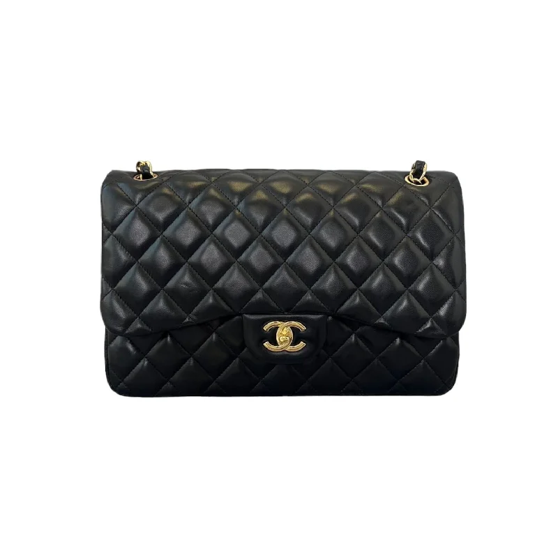 Chanel bags available at online luxury retaileJumbo Classic Double Flap Lambskin Black GHW