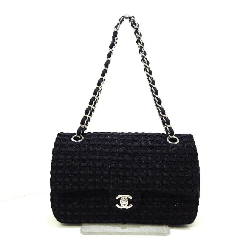 Chanel Lightweight Handbag for Daily ErrandsMedium Classic Flap Black Tweed SHW