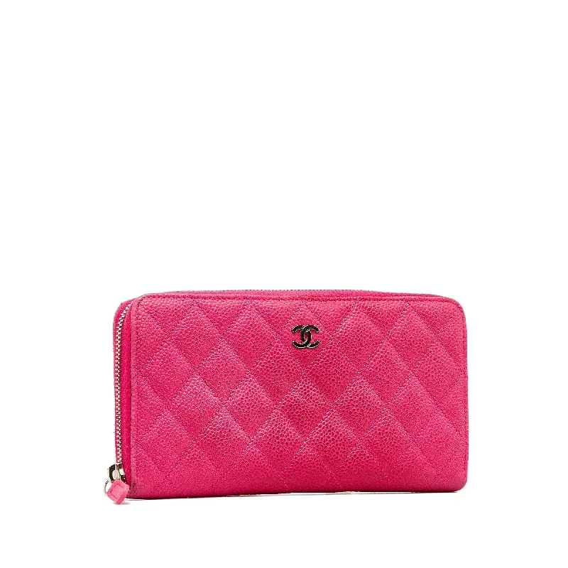 Chanel bags for a polished and professional appearanceCHANEL CC Caviar Zip Around Wallet Long Wallets