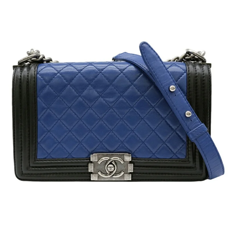 Chanel bags sale 2025CHANEL Boy Chanel Chain Shoulder Lambskin Blue Black Seal A67086