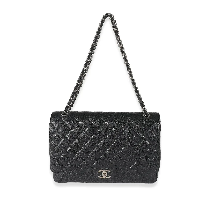 Chanel New Arrival Handbag with Gold HardwareCHANEL Black Quilted Caviar Maxi Double Flap Bag