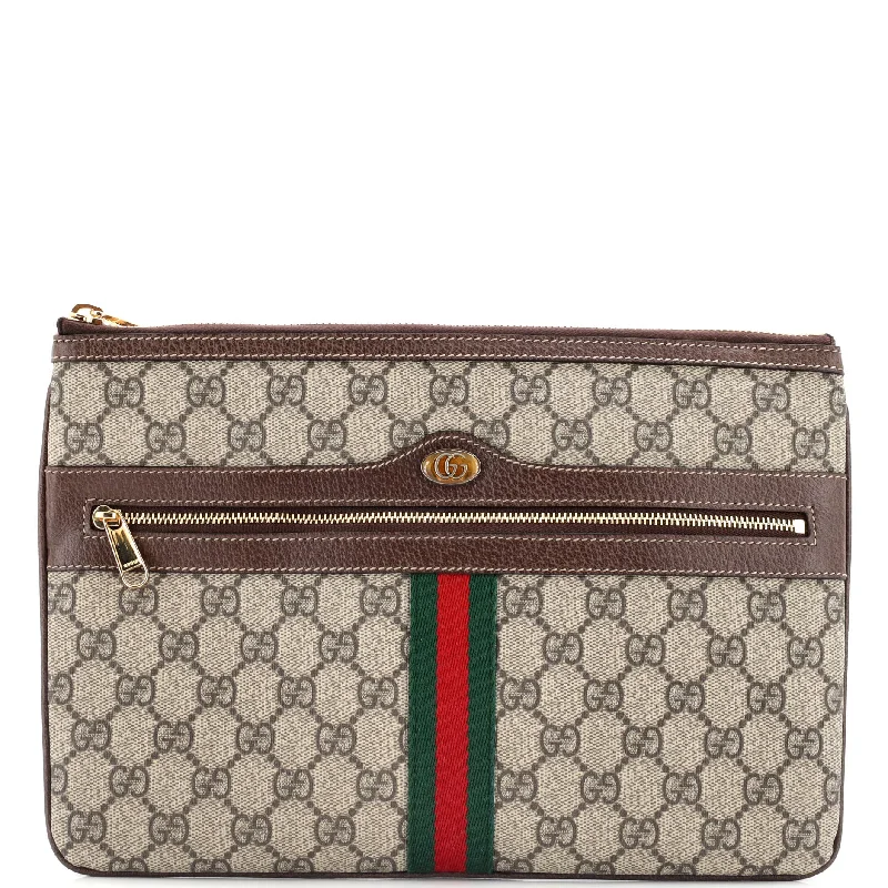 Gucci Marmont bags for women with a contrast - colored interiorOphidia Zip Pouch GG Coated Canvas Large