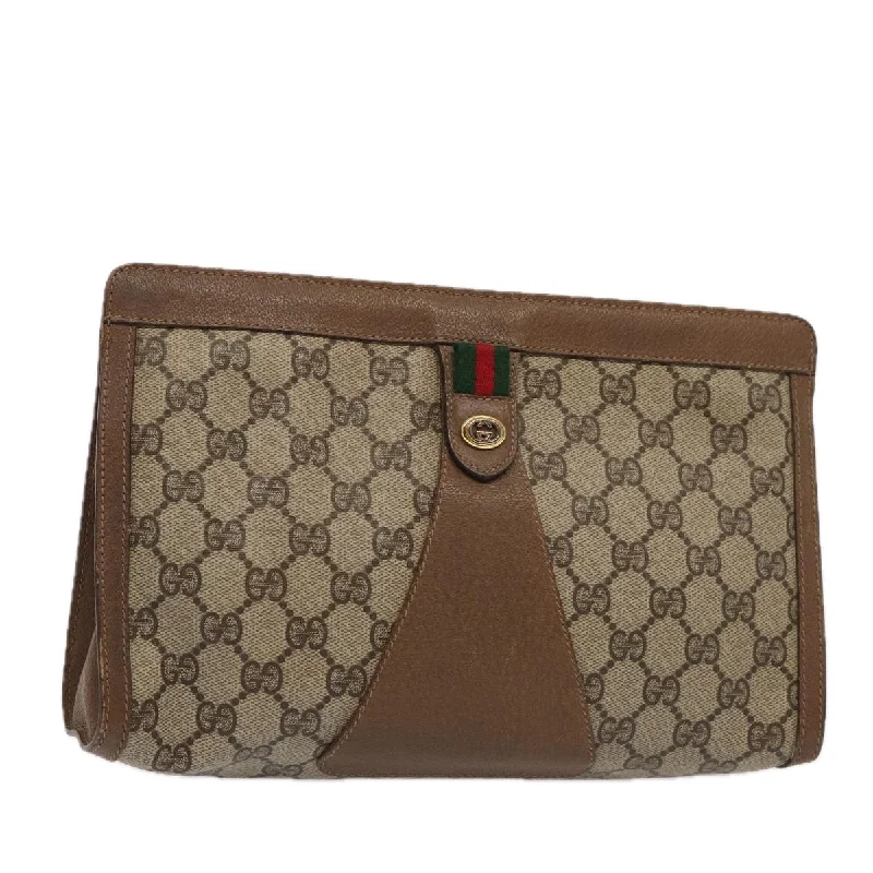 Gucci crossbody bags for women with adjustable leather strapsGUCCI GG Supreme Web Sherry Line Clutch Bag PVC Beige Red 89 01 033 ep4795