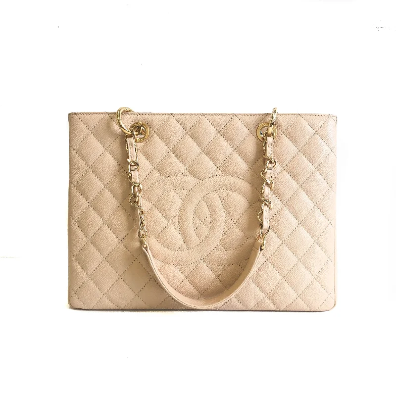 Chanel Colorful Handbag for Spring OutfitsGST in Beige Caviar Leather with GHW