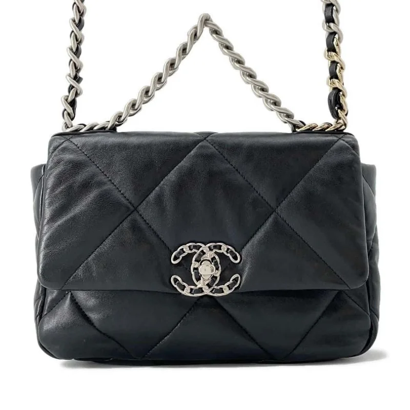 Chanel bags as wedding day accessoriesChanel Chain Shoulder Bag 19 Flap Coco Mark Lambskin AS1160 CHANEL Black