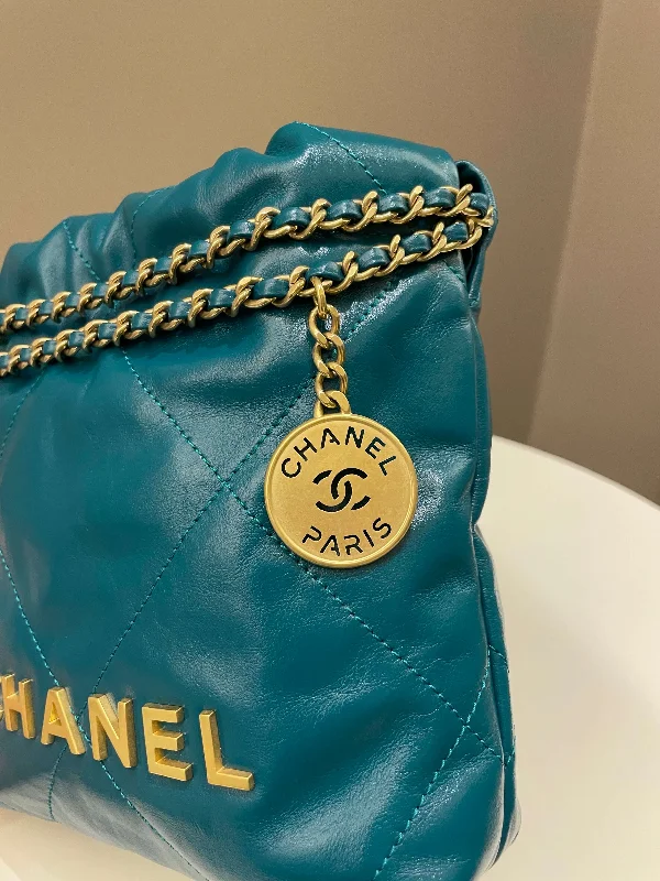 Chanel bags with adjustable chain strapsChanel 22 Mini Emerald Green Calfskin