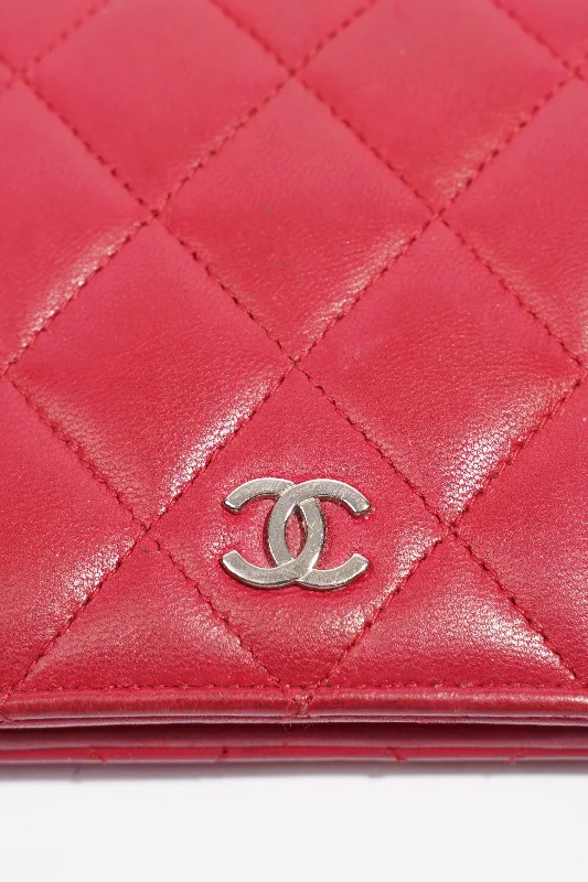 Chanel bags for women with minimalist styleChanel Quilted Long Wallet Red Leather