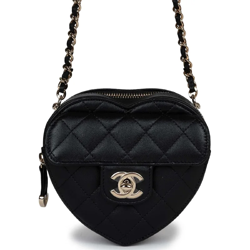 Chanel Colorful Handbag for Spring OutfitsChanel Chain Heart Clutch Black Lambskin Gold Hardware