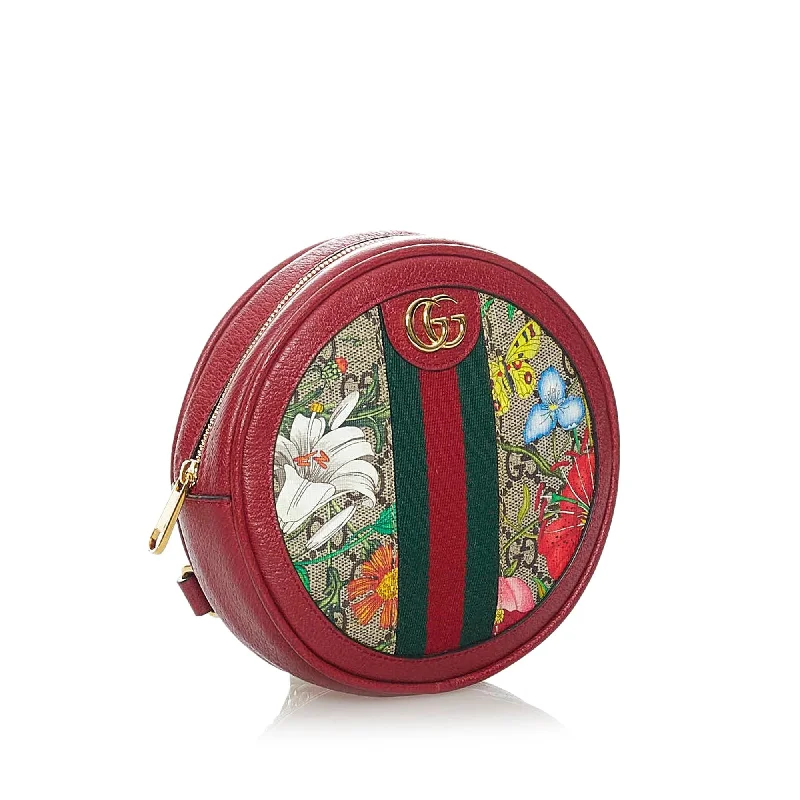 Gucci handbags for women with a back - zip pocketGucci GG Supreme Flora Ophidia Round Backpack (33576)