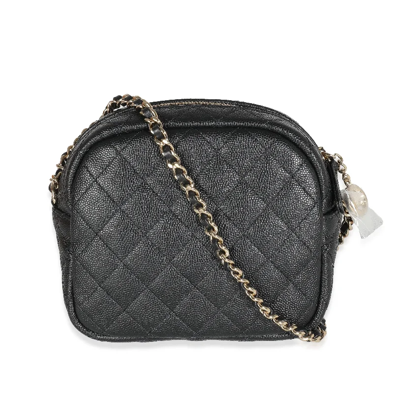 Chanel Limited Edition Handbag for CollectorsCHANEL Black Quilted Caviar Day Camera Case