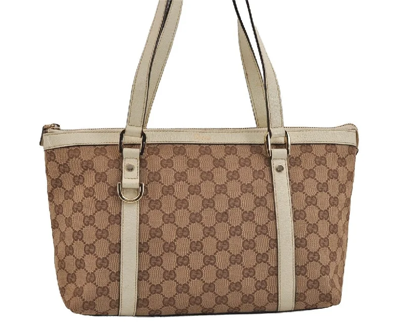 Gucci handbags for women with a beaded trimAuthentic GUCCI Abbey Shoulder Tote Bag GG Canvas Leather 141470 Brown 4991J