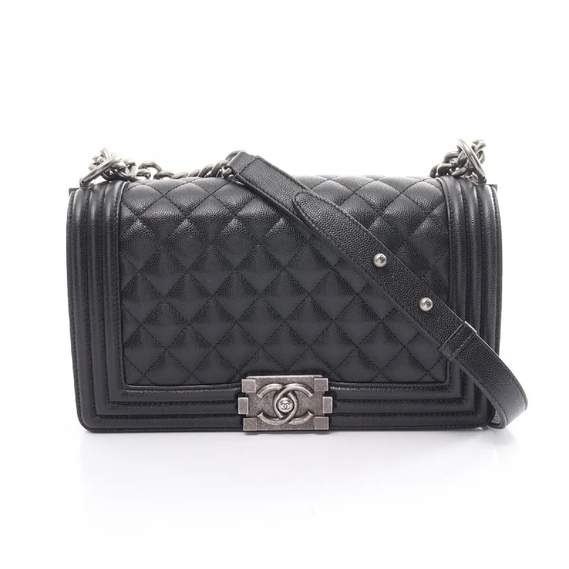 Chanel bags with iconic stitching detailsCHANEL Boy Chanel Matelasse Shoulder Bag, Caviar Skin, Women's, Black, A67086