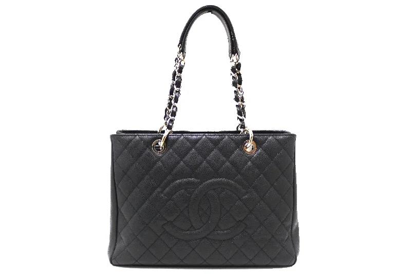 Chanel Designer Handbag with Unique DesignChanel Black Quilted Caviar Leather Grand Shopper Tote Shoulder Bag