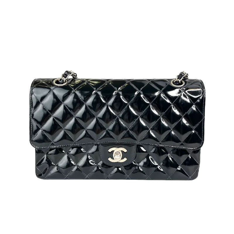 Chanel All - Match Handbag for Versatile StylingVintage Medium Patent Classic Flap Black SHW